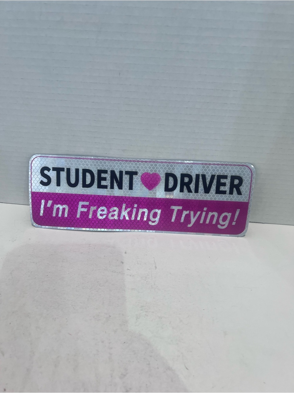 Source Unknown Student Driver Sign - Pink/White